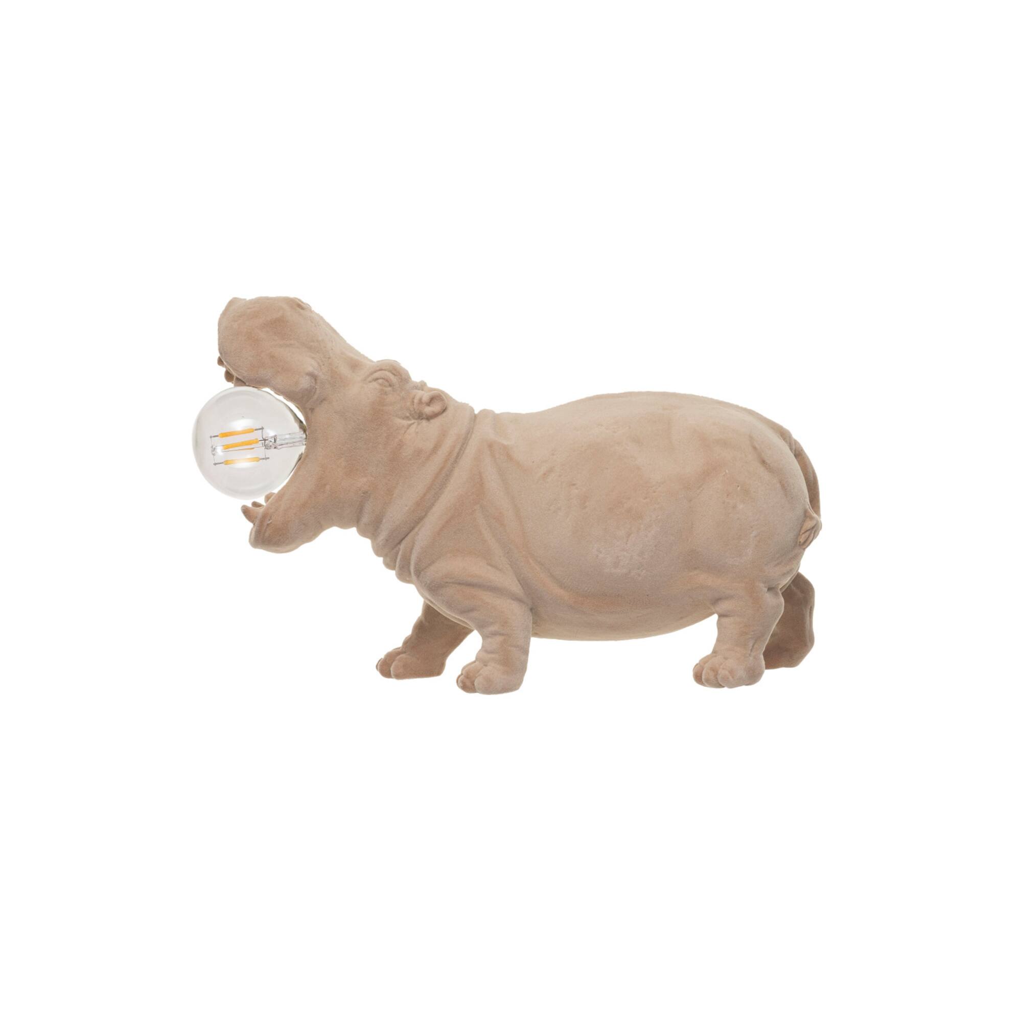Hello Honey® 14" Blush Flocked Hippo Table Lamp